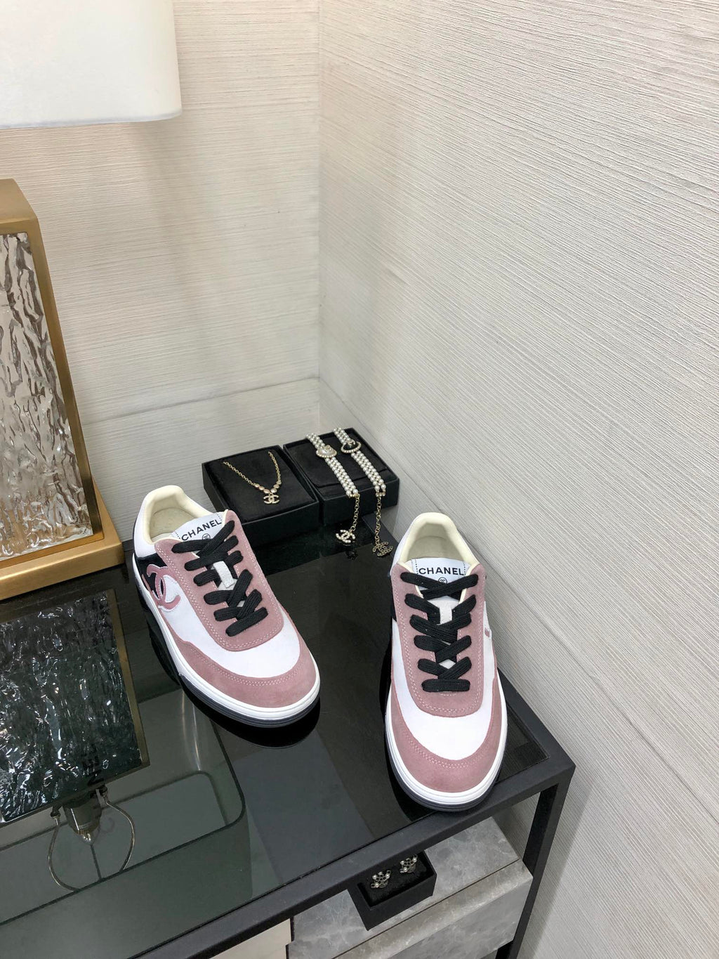 CC Sneaker In Black Mix Pink Suede