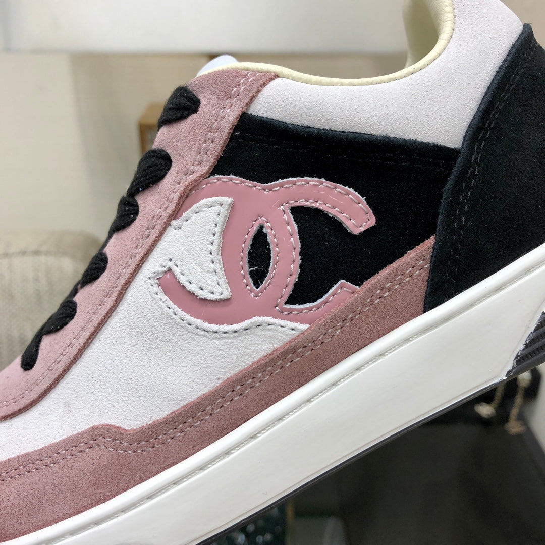 CC Sneaker In Black Mix Pink Suede