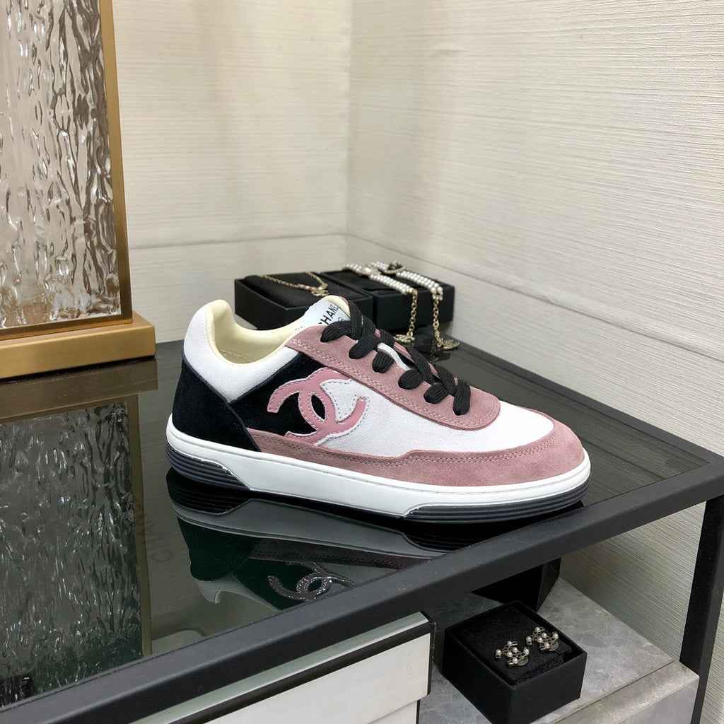 CC Sneaker In Black Mix Pink Suede
