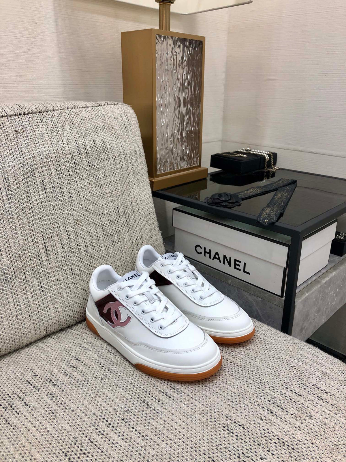 CC Sneaker Dark Red Mix Pink White Cowhide