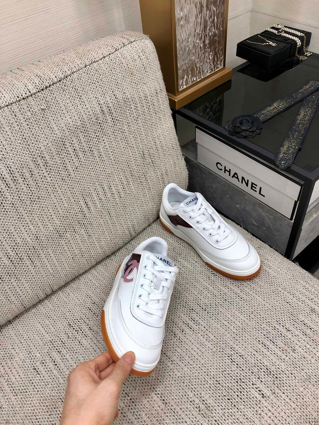CC Sneaker Dark Red Mix Pink White Cowhide
