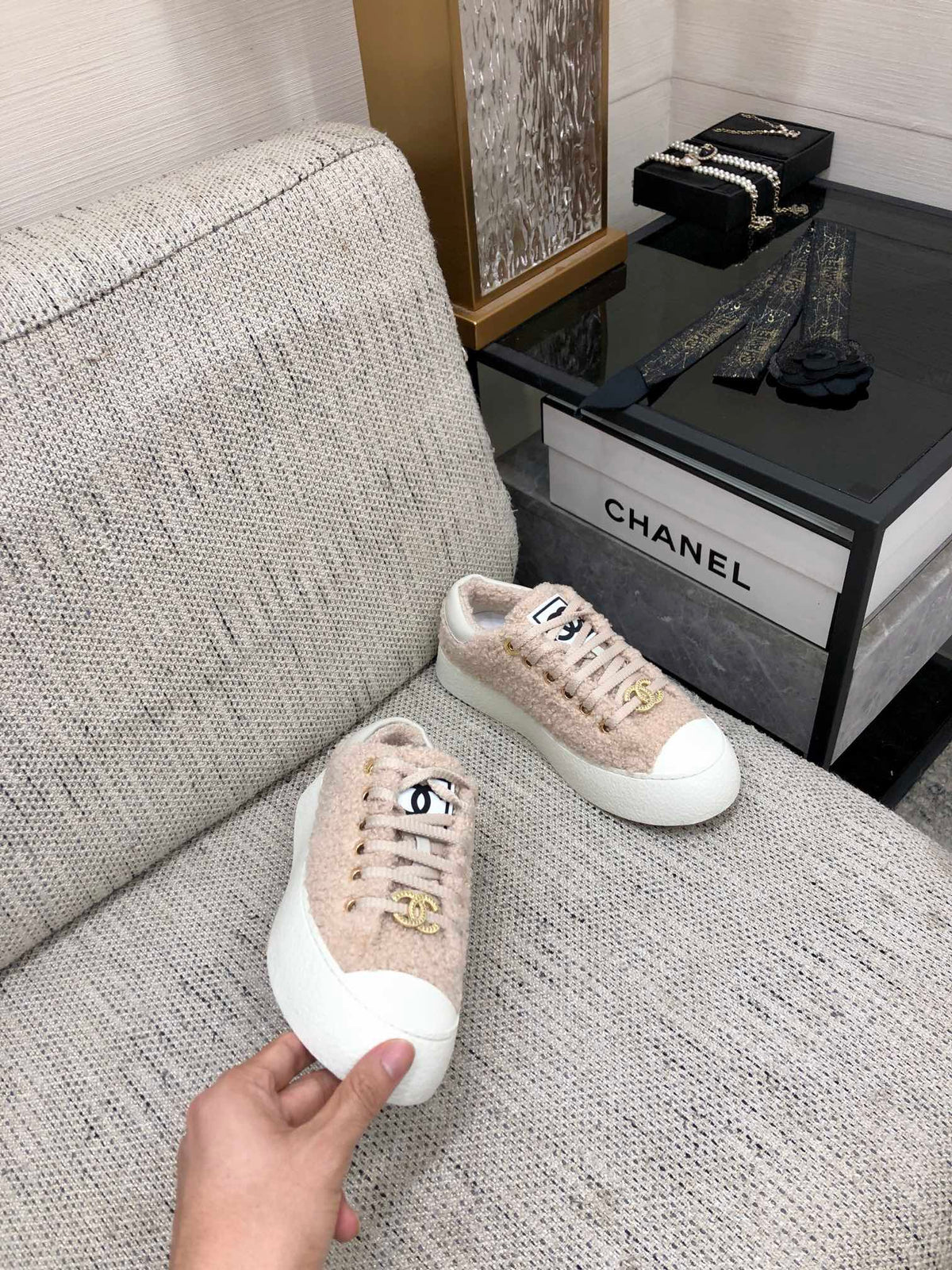 CC Low Sneaker Beige Wool