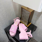 CC 26s Platform Sandal Light Pink Raffia Sheepskin 688696