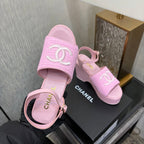 CC 26s Platform Sandal Light Pink Raffia Sheepskin 688696