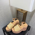 CC 26s Platform Sandal Beige Raffia Sheepskin 688695