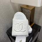 CC 26s Platform Slide White Raffia Sheepskin 688698