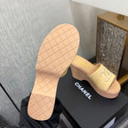 CC 26s Platform Slide Beige Raffia Sheepskin 688702