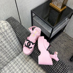 CC 26s Platform Sandals Light Pink Black Sheepskin 688703