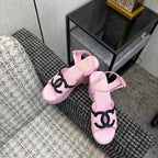 CC 26s Platform Sandals Light Pink Black Sheepskin 688703