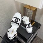 CC 26s Platform Sandals White Black Sheepskin 688706