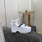 CC 26s Platform Sandals White Black Sheepskin 688706