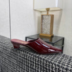 CC 2026 Pointed Toe Mule 4cm Burgundy Patent Leather 688709