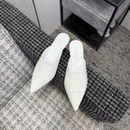 CC 2026 Pointed Toe Mule 4cm White Patent Leather 688710