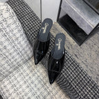 CC 2026 Pointed Toe Mule 4cm Black Patent Leather 688711