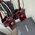 CC 2026 Slingback 4cm Burgundy Patent Leather 688714