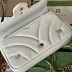 gg marmont 21cm white calfskin double g stud gold hardware