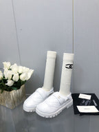 CHUNKY PLATFORM SHEARLING SLIPPER WHITE LAMBSKIN