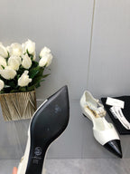 CAMELLIA CAP JANE SANDALS IN WHITE MIX BLACK LAMBSKIN