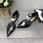 CAMELLIA CAP JANE SANDALS IN BLACK LAMBSKI