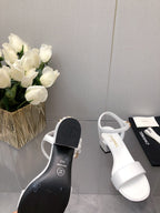 BLOCK HEEL 5 CM SANDAL IN WHITE LAMBSKIN
