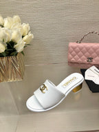 CC 25C Mid Heel Mule White   Calfskin 212954