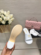 CC 25C Mid Heel Mule White   Calfskin 212954