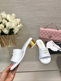 CC 25C Mid Heel Mule White   Calfskin 212954