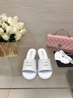 CC 25C Mid Heel Mule White   Calfskin 212954