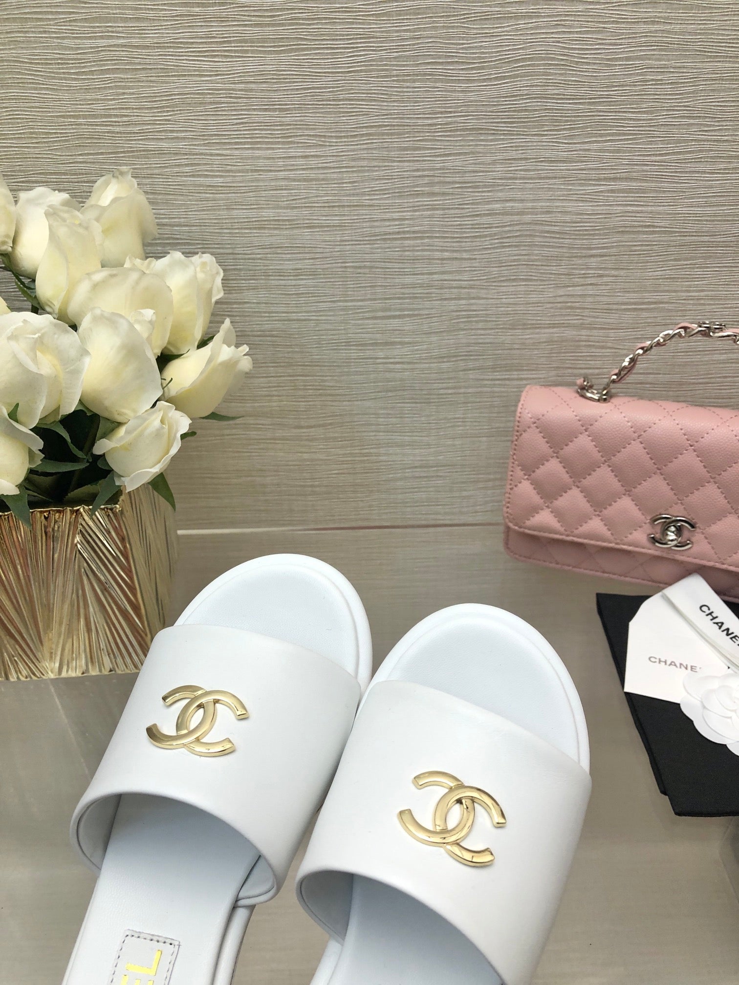 CC 25C Mid Heel Mule White   Calfskin 212954