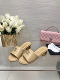 CC 25C Mid Heel Mule Cream   Calfskin 212955