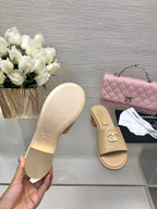 CC 25C Mid Heel Mule Cream   Calfskin 212955