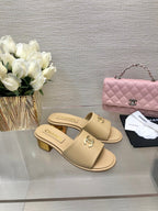 CC 25C Mid Heel Mule Cream   Calfskin 212955