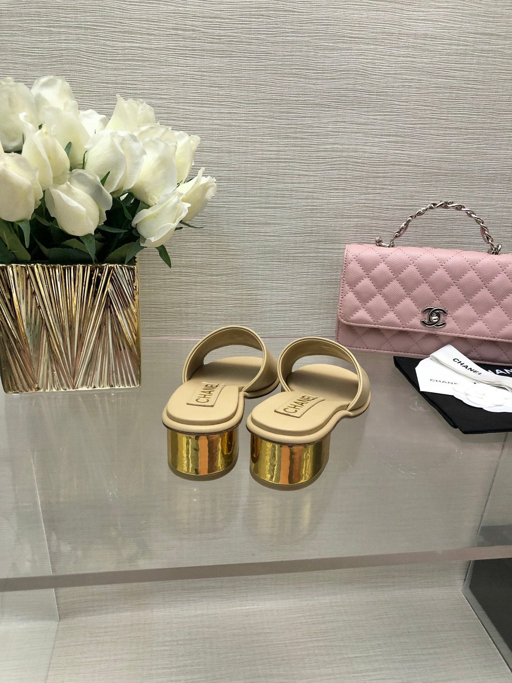 CC 25C Mid Heel Mule Cream   Calfskin 212955