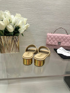 CC 25C Mid Heel Mule Cream   Calfskin 212955