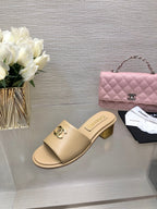 CC 25C Mid Heel Mule Cream   Calfskin 212955