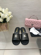 CC 25C Mid Heel Mule Black   Calfskin 212956