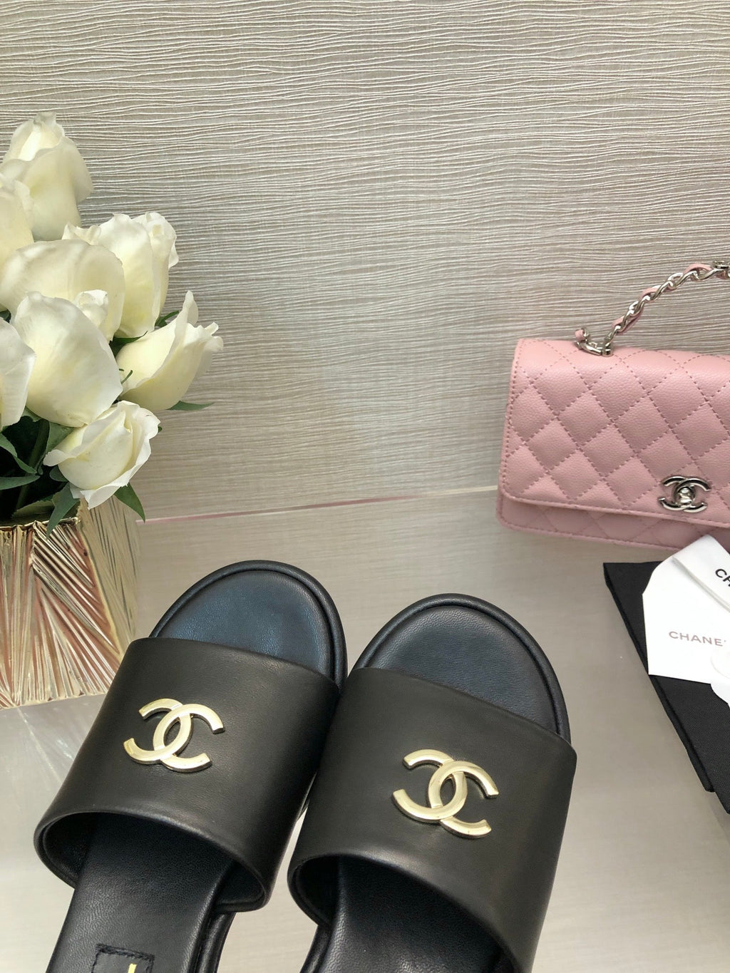CC 25C Mid Heel Mule Black   Calfskin 212956