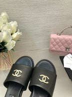 CC 25C Mid Heel Mule Black   Calfskin 212956