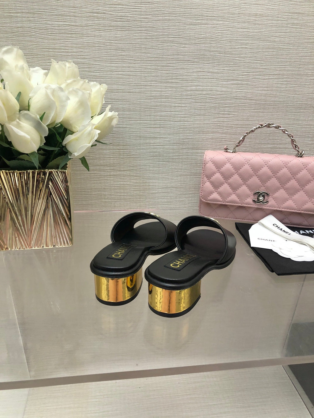 CC 25C Mid Heel Mule Black   Calfskin 212956