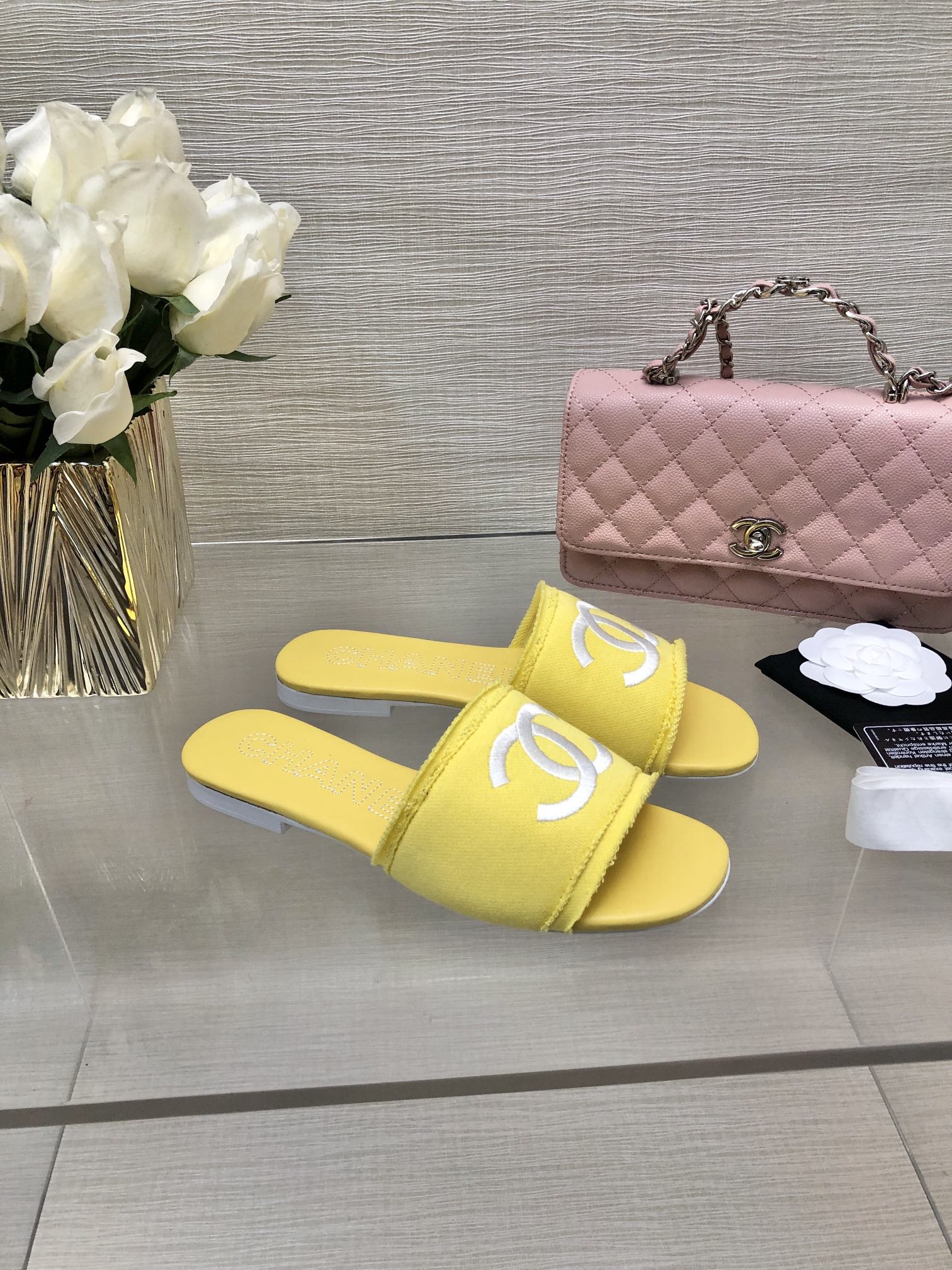 CC 25C Slippers Yellow Fabric Material 212965