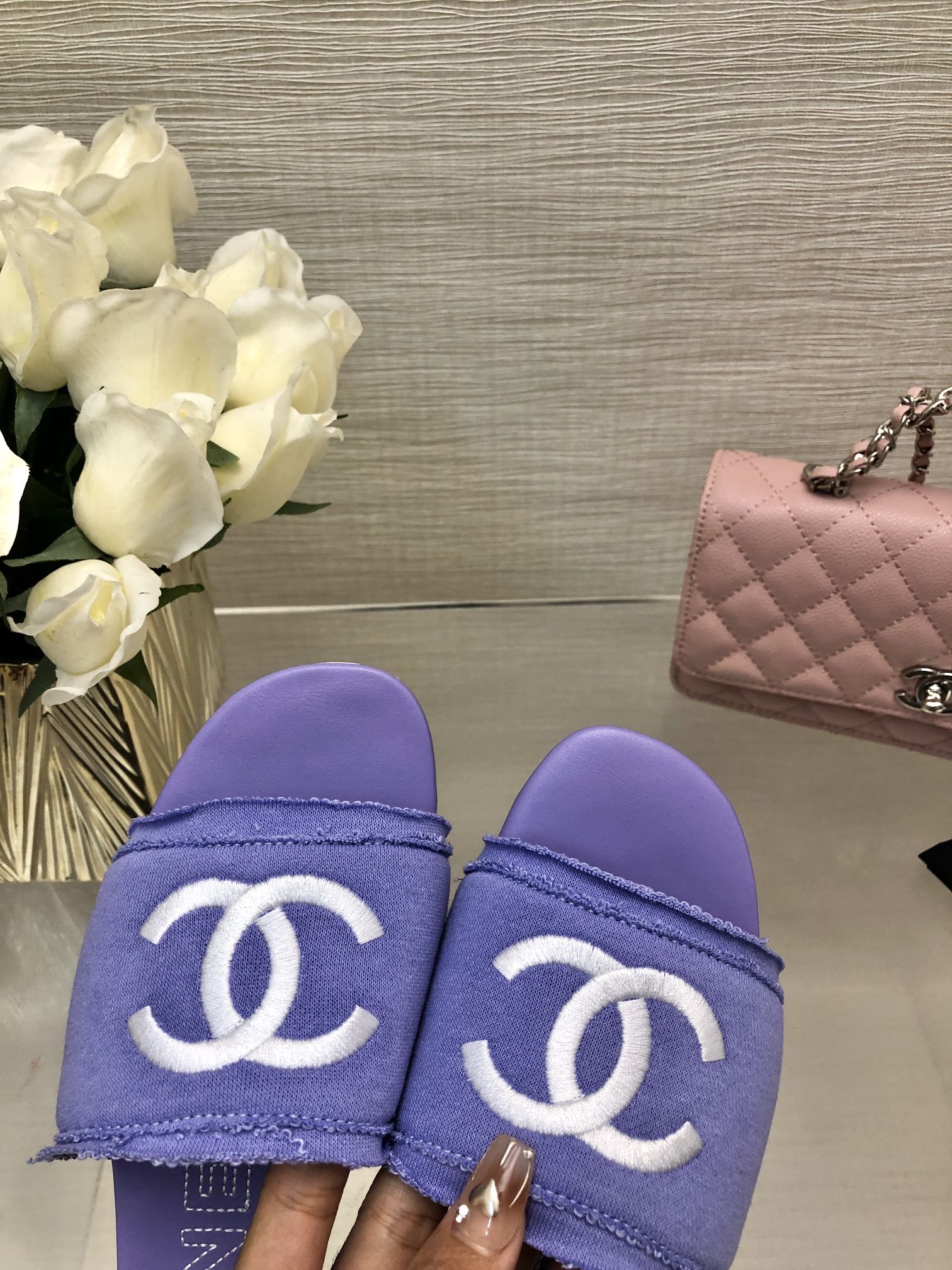CC 25C Slippers Purple Fabric Material 212966
