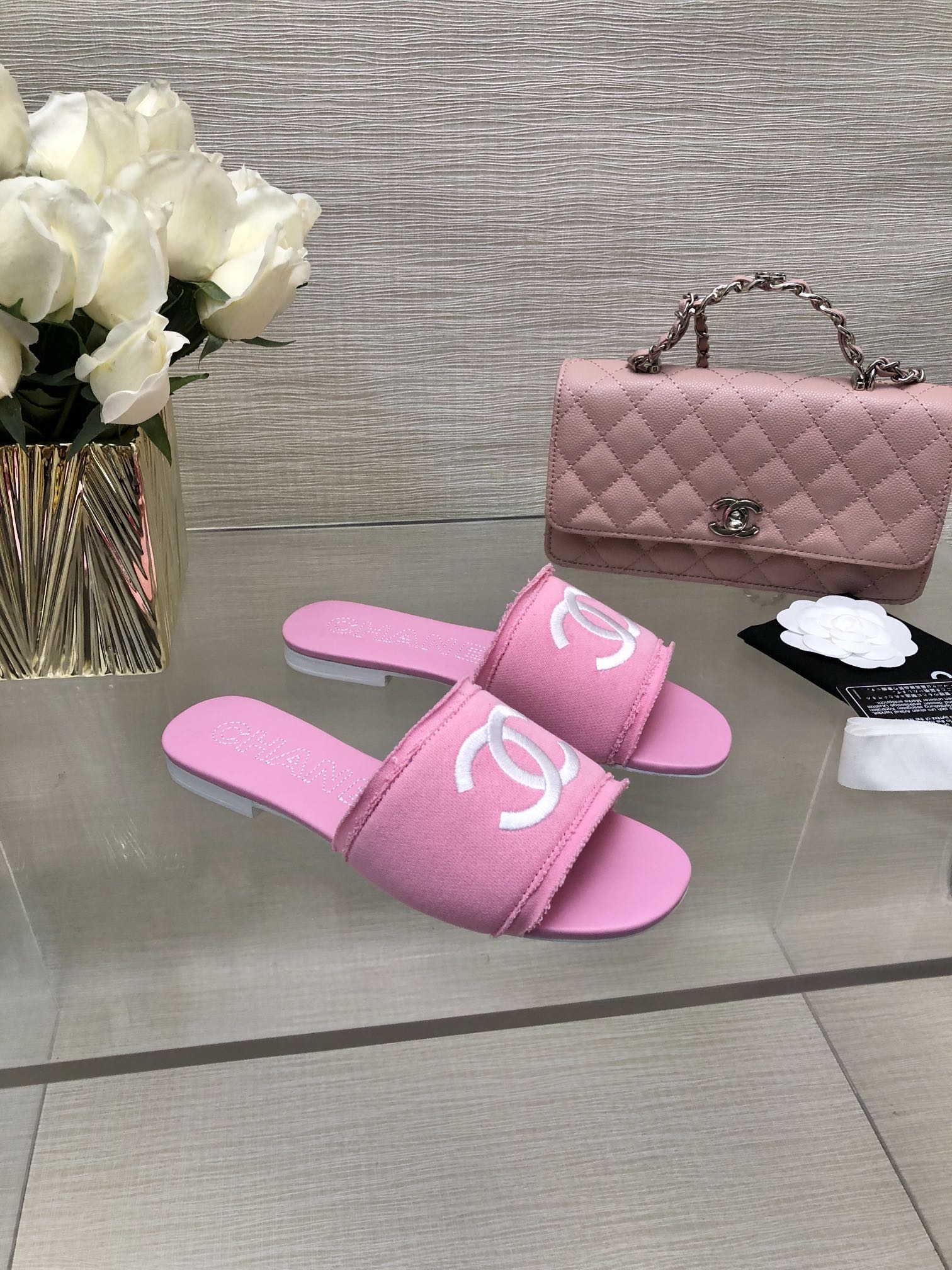 CC 25C Slippers Pink Fabric Material 212967