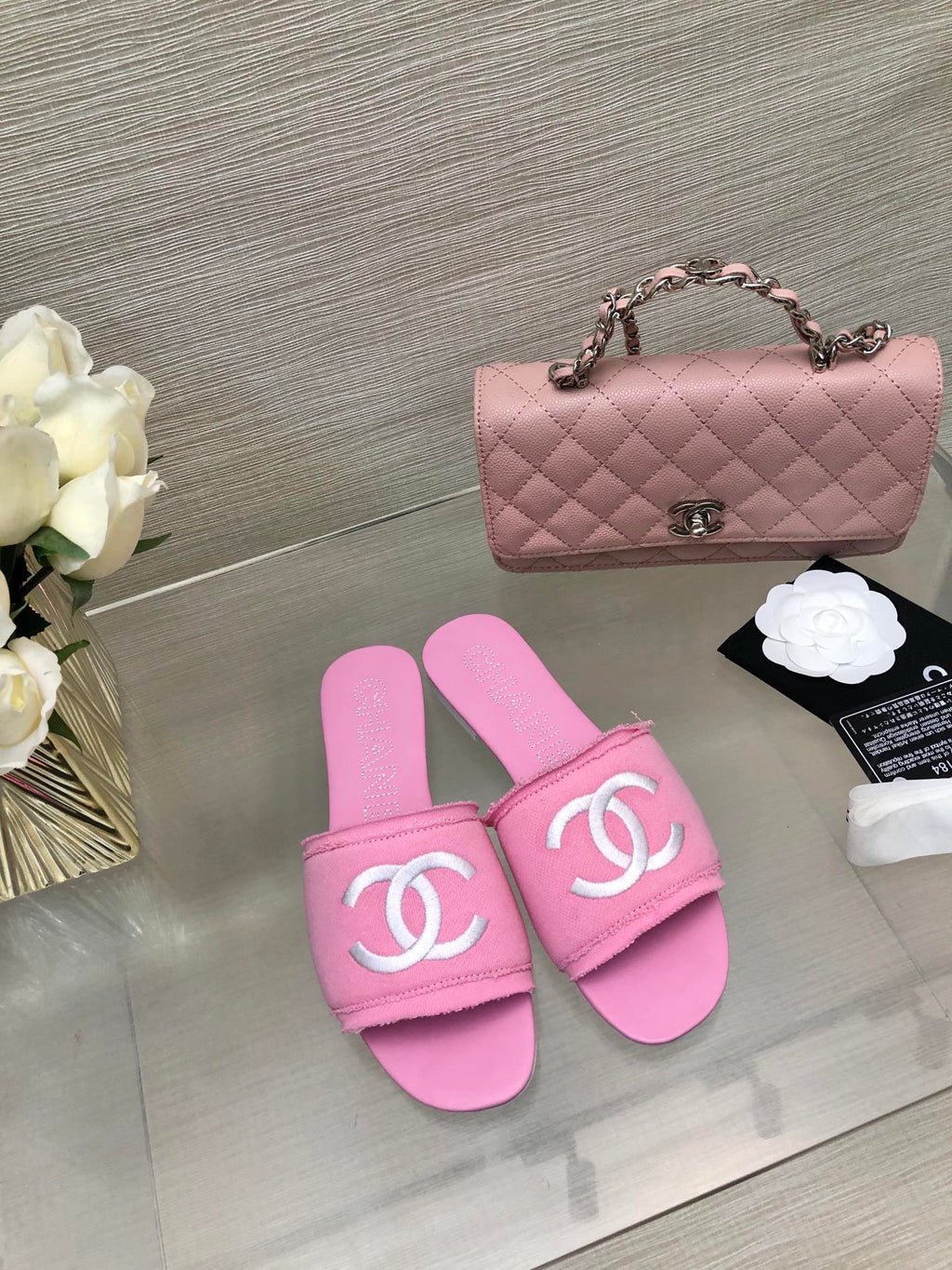 CC 25C Slippers Pink Fabric Material 212967