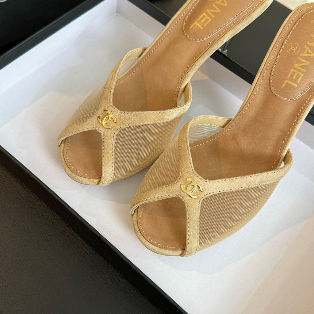 CC 26s Sandal 7cm Beige Mesh Lambskin 700615