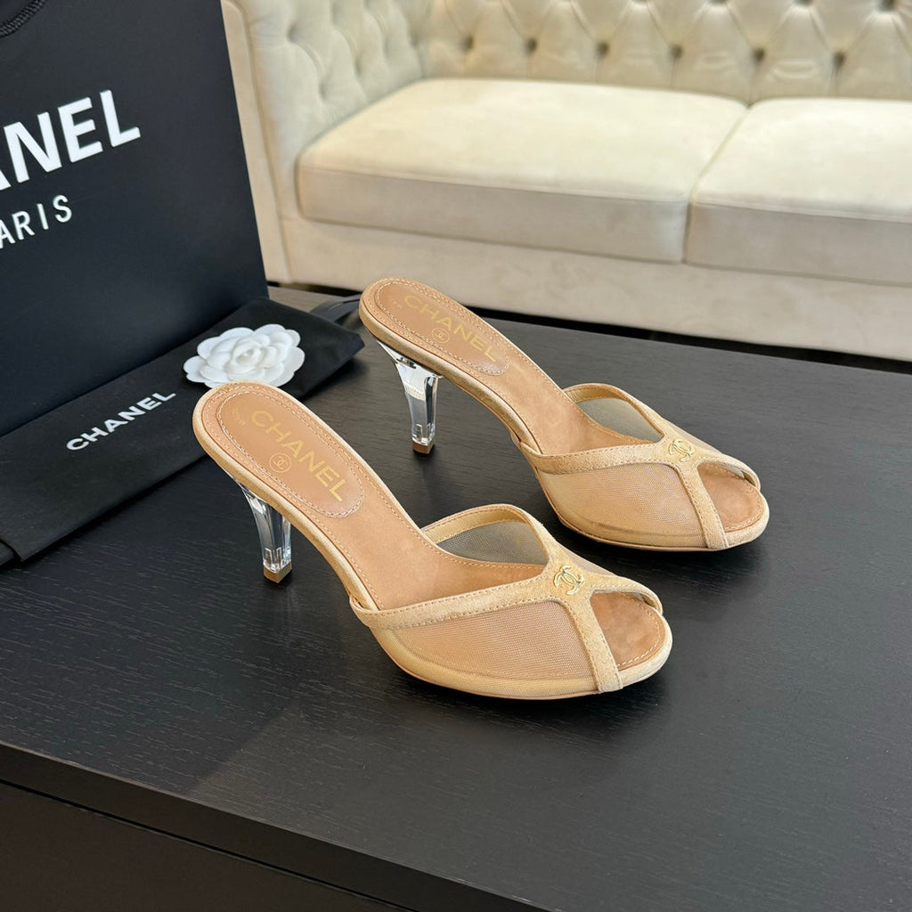 CC 26s Sandal 7cm Beige Mesh Lambskin 700615