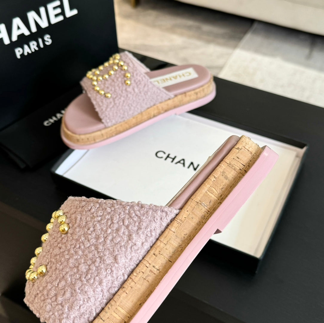 CC 25C Slippers Pink Satin Fabric 212977