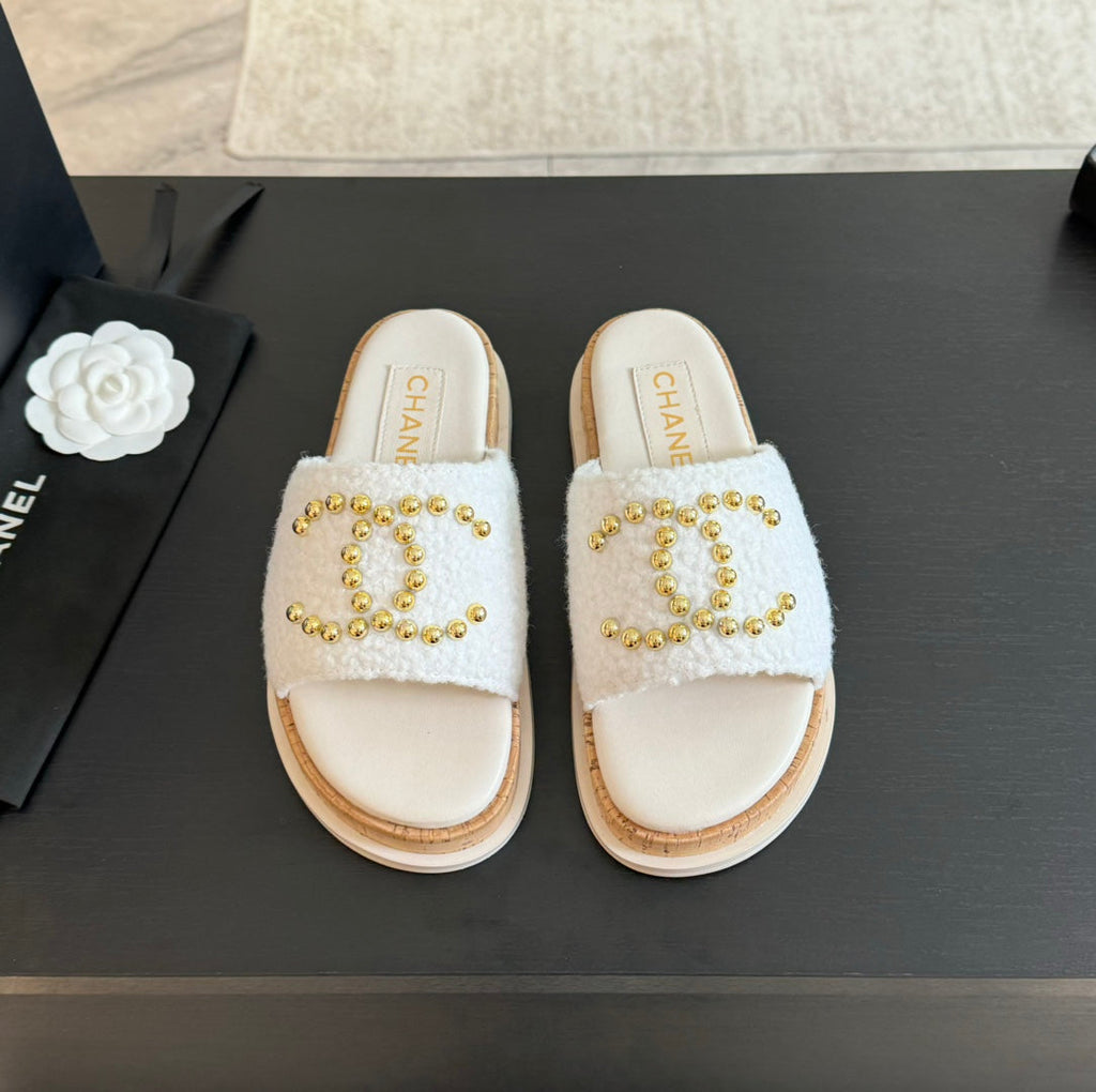 CC 25C Slippers White Satin Fabric 212980