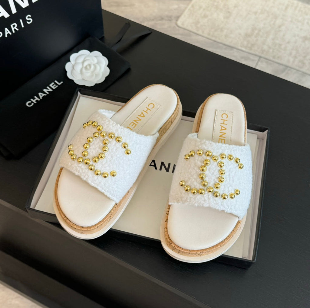 CC 25C Slippers White Satin Fabric 212980