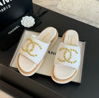 CC 25C Slippers White Satin Fabric 212980