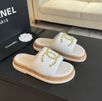 CC 25C Slippers White Satin Fabric 212980